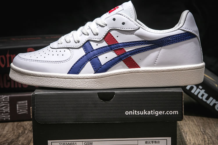 (White/ DK Blue/ Red) Onitsuka Tiger GSM Shoes - Click Image to Close