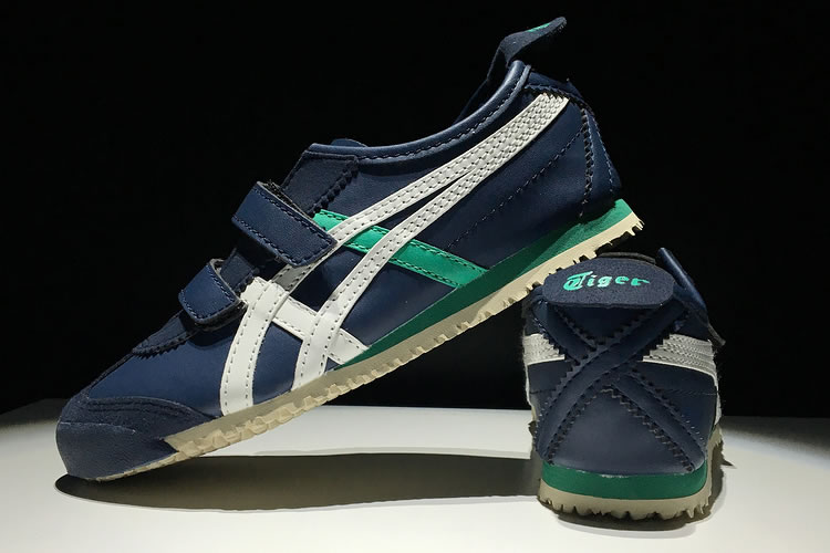 (DK Blue/ White/ Green) Mexico 66 BAJA PS Big Kid's Shoes - Click Image to Close
