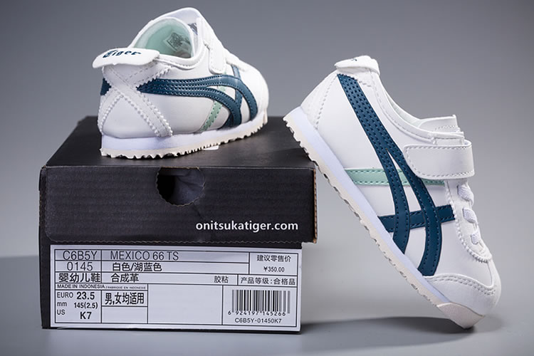 (White/ Blue) Onitsuka Tiger Mexico 66 TS Little Kid's Shoes - Click Image to Close