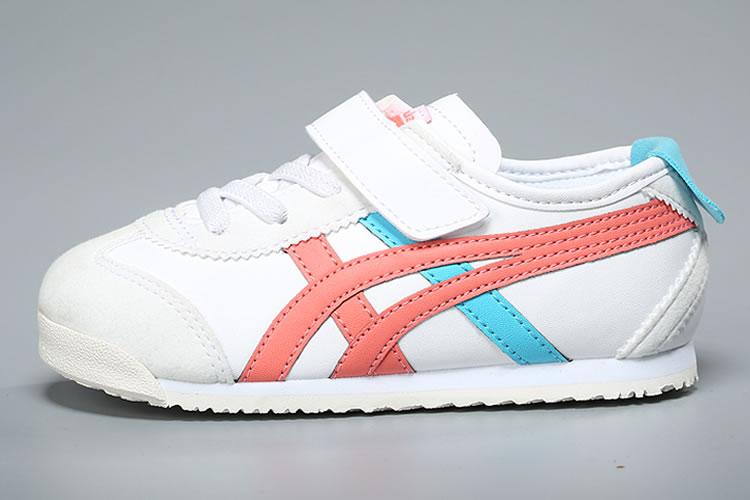 (White/ Peach/ Blue) Onitsuka Tiger Mexico 66 TS Little Kid's Shoes