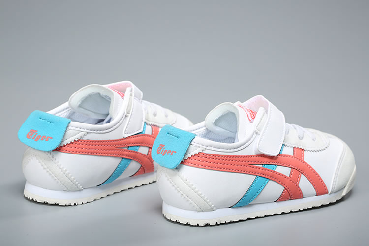 (White/ Peach/ Blue) Onitsuka Tiger Mexico 66 TS Little Kid's Shoes - Click Image to Close