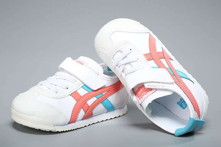 (White/ Peach/ Blue) Onitsuka Tiger Mexico 66 TS Little Kid's Shoes