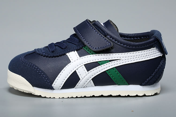 (DK Blue/ White/ Green) Onitsuka Tiger Mexico 66 TS Little Kid's Shoes - Click Image to Close