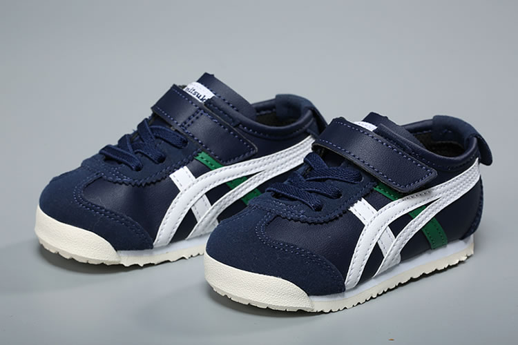 (DK Blue/ White/ Green) Onitsuka Tiger Mexico 66 TS Little Kid's Shoes - Click Image to Close