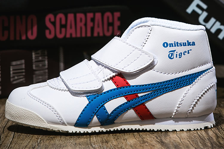 (White/ Blue/ Red) Onitsuka Tiger Mexico Mid Runner PS Shoes