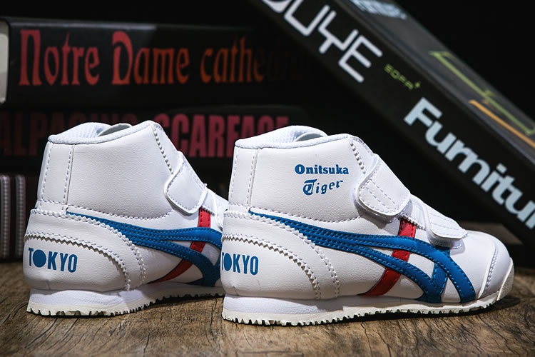 (White/ Blue/ Red) Onitsuka Tiger Mexico Mid Runner PS Shoes - Click Image to Close