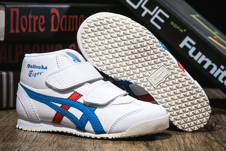 (White/ Blue/ Red) Onitsuka Tiger Mexico Mid Runner PS Shoes - Click Image to Close