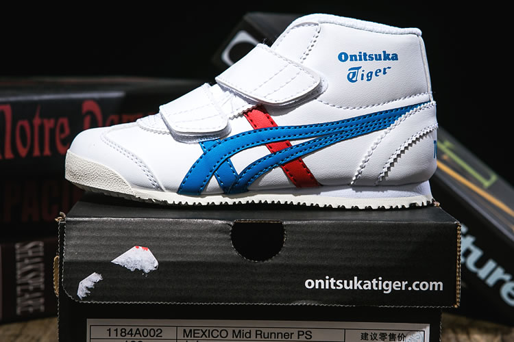 (White/ Blue/ Red) Onitsuka Tiger Mexico Mid Runner PS Shoes