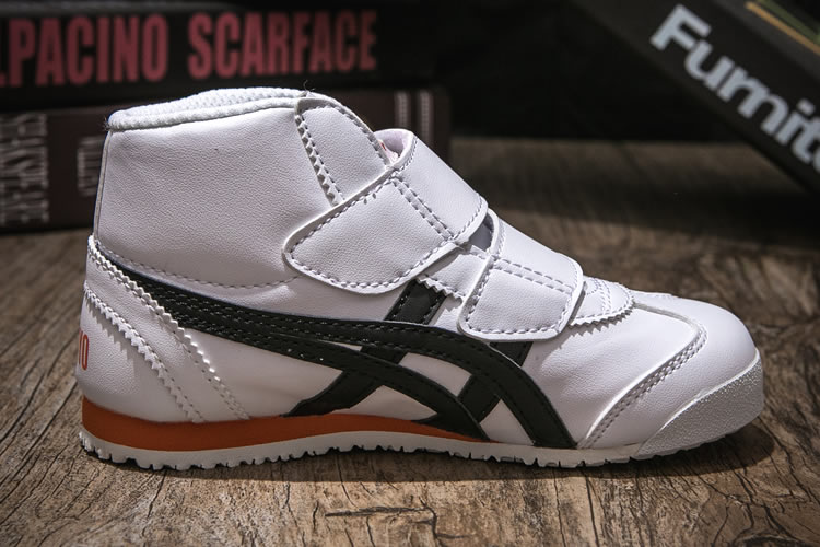 (White/ Black/ Orange) Onitsuka Tiger Mexico Mid Runnner PS Kid shoes - Click Image to Close