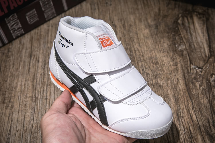 (White/ Black/ Orange) Onitsuka Tiger Mexico Mid Runnner PS Kid shoes - Click Image to Close