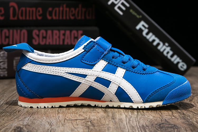 (Blue/ White/ Orange) Onitsuka Tiger PS Kid Shoes - Click Image to Close