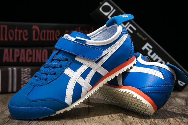 (Blue/ White/ Orange) Onitsuka Tiger PS Kid Shoes - Click Image to Close