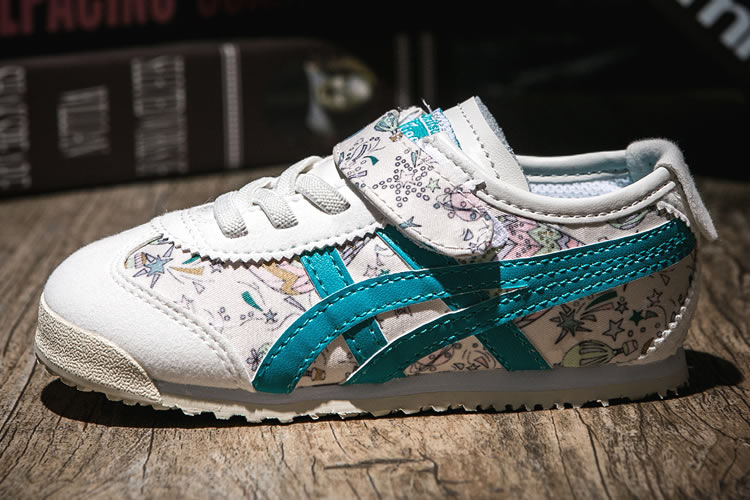 (White/ Blue) Onitsuka Tiger Mexico 66 TS Kid's Shoes - Click Image to Close