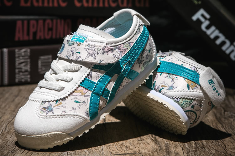 (White/ Blue) Onitsuka Tiger Mexico 66 TS Kid's Shoes - Click Image to Close