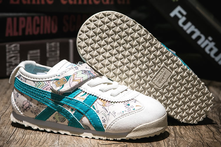 (White/ Blue) Onitsuka Tiger Mexico 66 TS Kid's Shoes - Click Image to Close