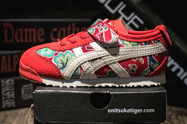 (Red/ Beige) Onitsuka Tiger Mexico 66 TS Kid's Shoes - Click Image to Close