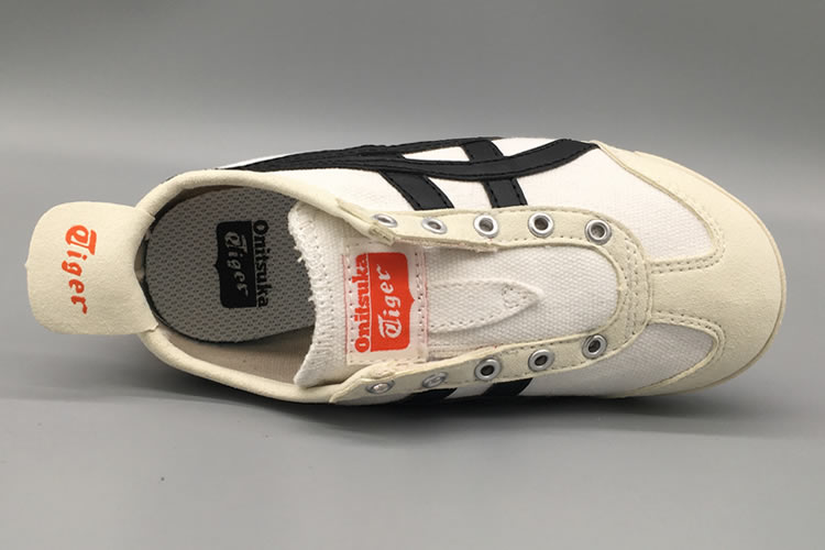 (Beige/ Black/ Orange) Onitsuka Tiger SLIP ON Big Kid's Shoes - Click Image to Close