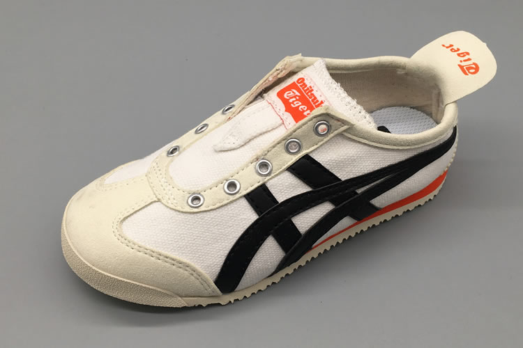 (Beige/ Black/ Orange) Onitsuka Tiger SLIP ON Big Kid's Shoes - Click Image to Close