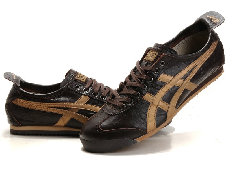 Men's Onitsuka Tiger LAUTA Shoes Mexico 66 New (Brown/ Gold) - Click Image to Close