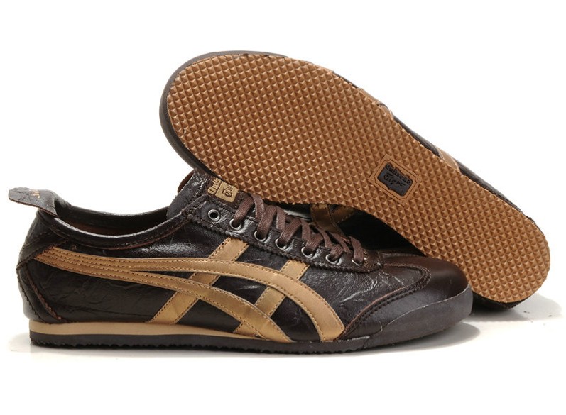 Men's Onitsuka Tiger LAUTA Shoes Mexico 66 New (Brown/ Gold) - Click Image to Close