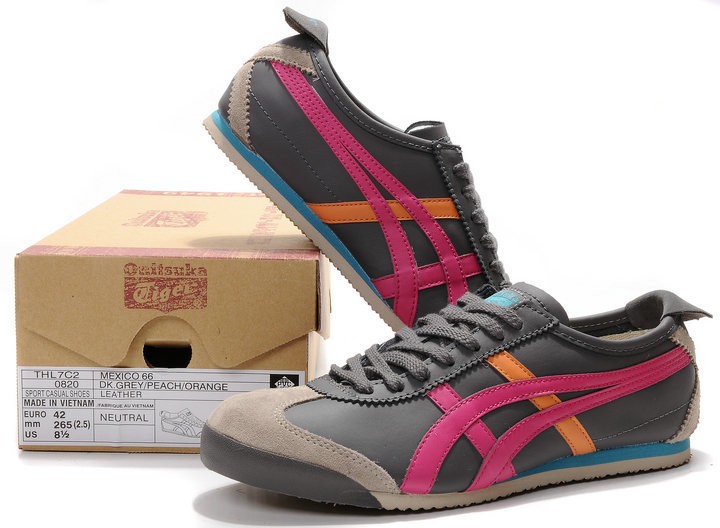 Onitsuka Tiger (Light Grey/ Red/ Orange) Mexico 66 Shoes - Click Image to Close