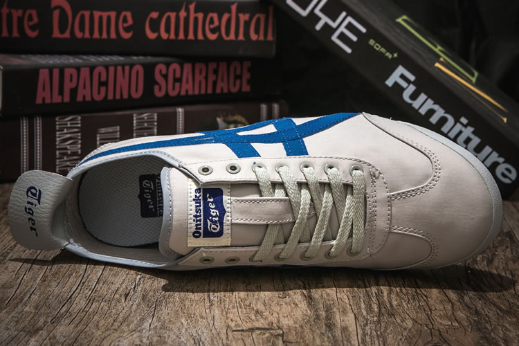 (LT Grey/ Blue) Mexico 66 Canvas Trainers - Click Image to Close