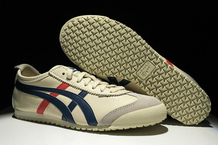 (Beige/ Blue/ Red) Onitsuka Tiger Mexico 66 Shoes - Click Image to Close