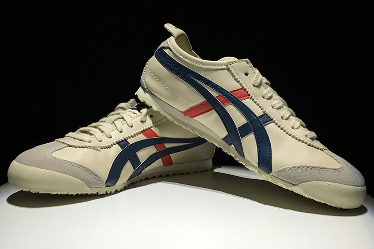 (Beige/ Blue/ Red) Onitsuka Tiger Mexico 66 Shoes - Click Image to Close