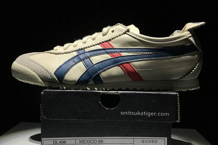 (Beige/ Blue/ Red) Onitsuka Tiger Mexico 66 Shoes - Click Image to Close