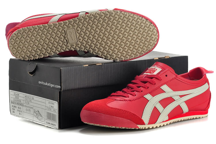 (Red/ Beige) Onitsuka Tiger Mexico 66 Shoes - Click Image to Close