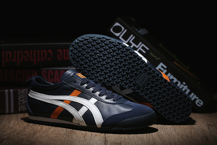 (DK Blue/ White/ Orange) Onitsuka Tiger Mexico 66 Shoes - Click Image to Close