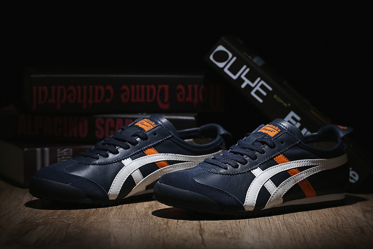 (DK Blue/ White/ Orange) Onitsuka Tiger Mexico 66 Shoes - Click Image to Close