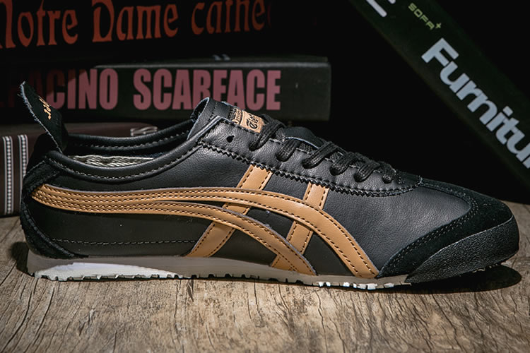 (Black/ Gold) Onitsuka Tiger Mexico 66 Shoes - Click Image to Close