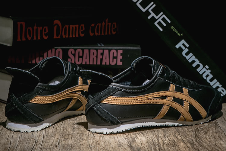 (Black/ Gold) Onitsuka Tiger Mexico 66 Shoes - Click Image to Close