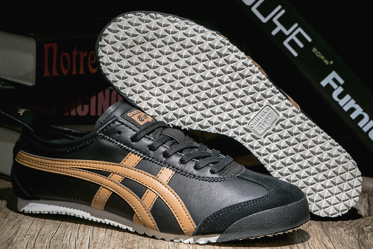 (Black/ Gold) Onitsuka Tiger Mexico 66 Shoes - Click Image to Close