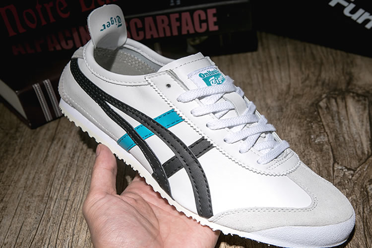 Onitsuka Tiger Mexico 66 Shoes (White/ Black/ turquoise) - Click Image to Close