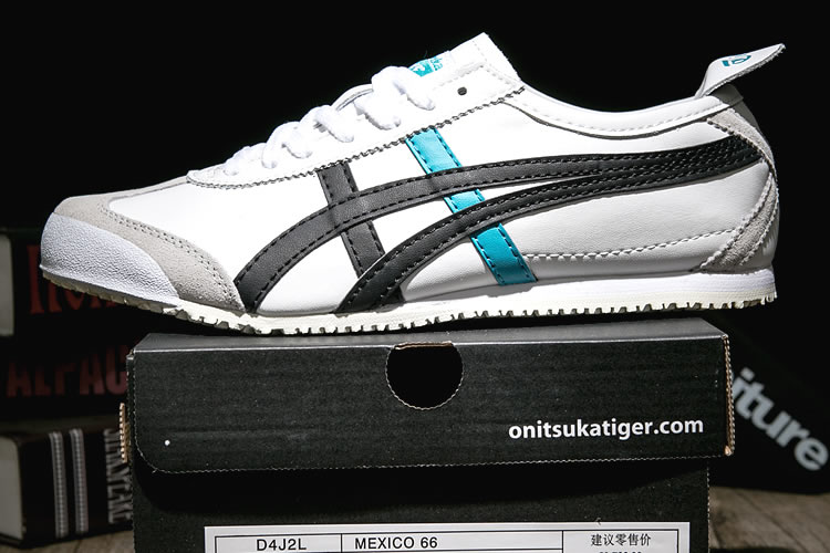 Onitsuka Tiger Mexico 66 Shoes (White/ Black/ turquoise) - Click Image to Close