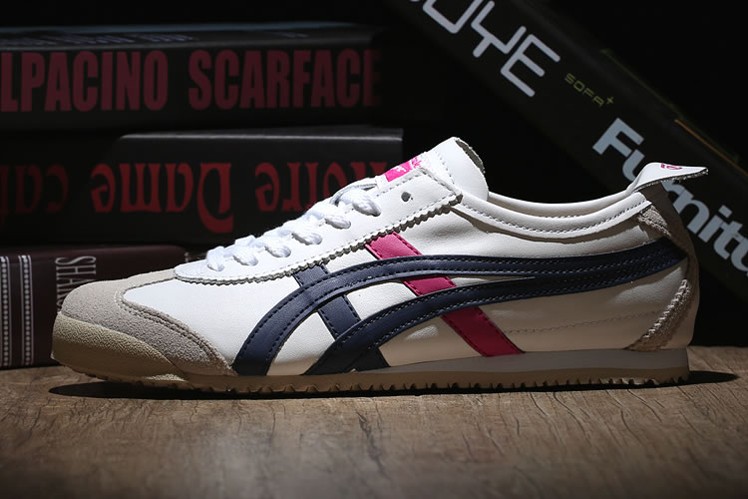 (White/ DK Blue/ Peach) Onitsuka Tiger Mexico 66 Shoes - Click Image to Close