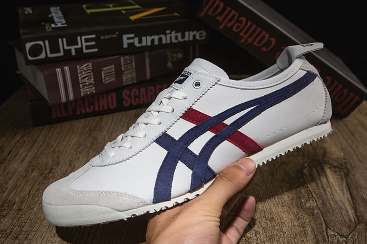 (Beige/ DK Blue/ Red) Onitsuka Tiger Mexico 66 New Shoes - Click Image to Close