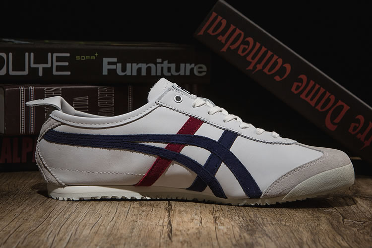 (Beige/ DK Blue/ Red) Onitsuka Tiger Mexico 66 New Shoes
