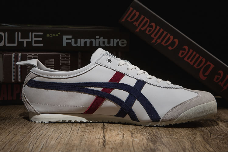 (Beige/ DK Blue/ Red) Onitsuka Tiger Mexico 66 New Shoes - Click Image to Close