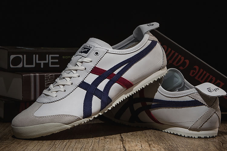 (Beige/ DK Blue/ Red) Onitsuka Tiger Mexico 66 New Shoes - Click Image to Close