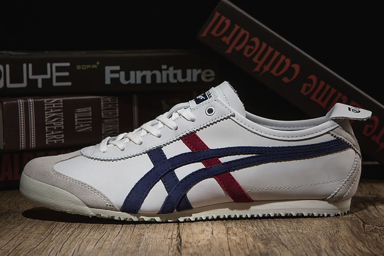 (Beige/ DK Blue/ Red) Onitsuka Tiger Mexico 66 New Shoes