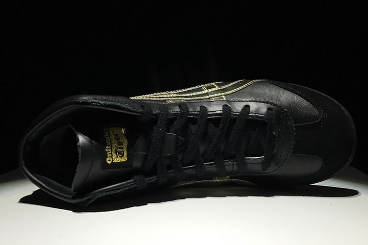 (Black/ Gold) Onitsuka Tiger Mexico Mid Runner Shoes - Click Image to Close