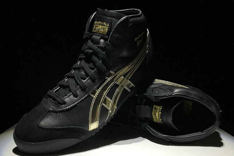 (Black/ Gold) Onitsuka Tiger Mexico Mid Runner Shoes