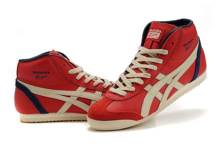 (Red/ Beige/ Navy) Onitsuka Tiger Mid Runner Shoes - Click Image to Close