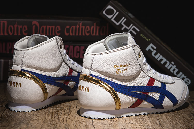 (White/ Blue/ Red/ Gold) Mexico Mid Runner Shoes - Click Image to Close