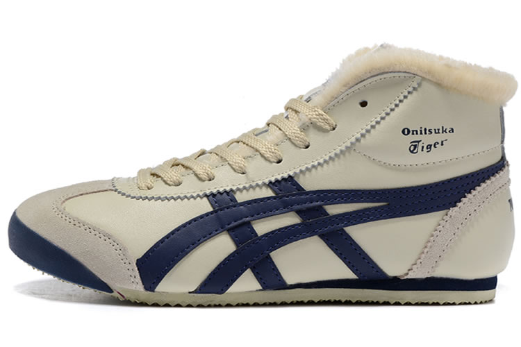 Onitsuka Tiger Mexico Mid Runner (Beige/ DK Blue) Shoes