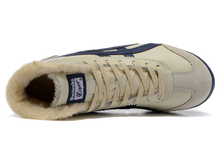 Onitsuka Tiger Mexico Mid Runner (Beige/ DK Blue) Shoes