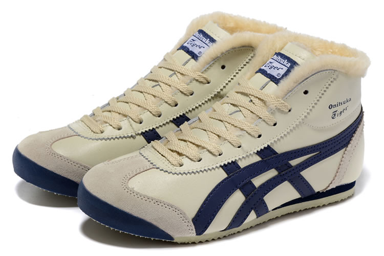Onitsuka Tiger Mexico Mid Runner (Beige/ DK Blue) Shoes